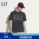 Gap【热卖爆款】男装2024夏新款撞色logo圆领短袖T恤纯棉上衣544465 黑灰色 185/104A(XXL) 亚洲尺码