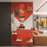 创意实木板洞洞板置物架入户玄关定制哪吒图案墙面云朵造型收纳架 定制【0.1平方价格】联系客服