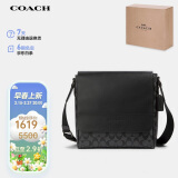 蔻驰COACH【官方直供】男士中号单肩斜挎包黑色PVC配皮573QBMI5