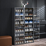 蔻丝（ColesHome）鞋柜家用门口进门一体靠墙多层简易大容量鞋架宿舍租房经济型 【带钥匙架】2列9层灰