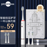 博皓（prooral）声波电动牙刷护齿压感提醒成人充电式情侣送礼生日礼物 T33白雪 