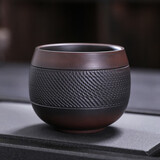 瑞缶紫陶手工雕刻茶杯紫砂功夫茶具陶瓷品茗杯大号主人杯家用高档茶壶 10款刀刻杯6x6cm（120毫升）