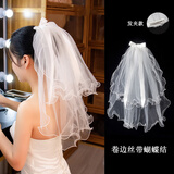 甜蜜点白色头纱头饰领证求婚拍照道具新娘结婚订婚登记主婚纱女蓬蓬纱