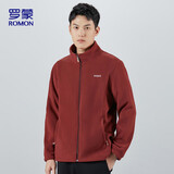 罗蒙（ROMON）夹克男士春秋季潮流纯简约立领抗皱抓绒衣男装摇粒绒外套A1红M