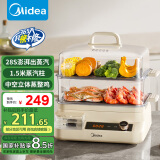 美的（Midea）穿透蒸电蒸锅15.5L全透视多功能锅拒绝千滚水外置加水大容量家用多用途锅ZGC3223D82