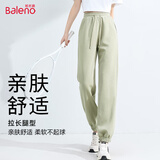 班尼路（Baleno）牛奶丝橡筋收脚休闲裤女2025年春季新款潮流侧拼接高级感女装裤子