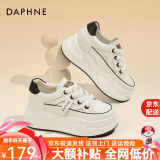 达芙妮（DAPHNE）松糕女厚底小白鞋女鞋子2024新款秋季爆款软底休闲增高板鞋运动鞋 黑色 跟高6.5CM 36 标准码