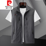 皮尔卡丹（pierre cardin）户外速干马甲男春夏秋季多口袋薄款工装坎肩背心马夹大码休闲外套 灰色 XL