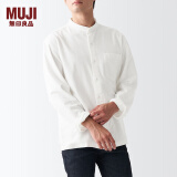 无印良品（MUJI）男式 法兰绒立领衬衫 长袖休闲百搭衬衣男士外套纯棉全棉ACA75C1A 米白色 L （175/100A）