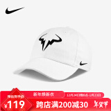 耐克（NIKE） 帽子 网球帽子男女户外运动帽高尔夫遮阳帽可调节鸭舌帽 纳达尔款网球帽白色 850666-101