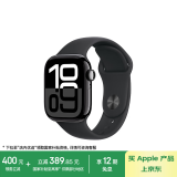 Apple/苹果 Watch Series 10 智能手表GPS款42毫米亮黑色铝金属表壳黑色运动型表带S/M MX1M3CH/B