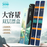 本诺新款漂盒大容量加厚加宽多功能专用浮标盒大号鱼漂收纳盒三合一 【不骄蓝黑-简约款】55cm双层 超大容量