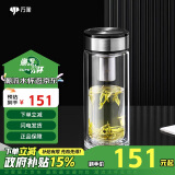 万象（WANXIANG）双层玻璃杯V49L商务办公杯礼盒装钛黑亮便携车载杯居家泡茶杯