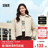 森马（Semir）棉服女灯芯绒翻领菱形格复古2024冬三防宽松轻薄棉衣109724112007