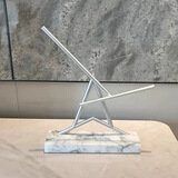 华极邦创意桌面摆件永动机钢铁侠牛顿混沌摆反重力客厅装饰乔迁商务礼物 大理石花纹款-充电版永动机