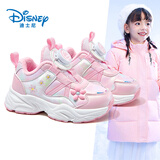 迪士尼童鞋女童老爹鞋冬款旋钮扣可爱公主二棉运动鞋DP22717粉色27码