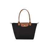 珑骧（LONGCHAMP）女士黑色帆布金色五金按扣拉链开合中号托特包L2605089001