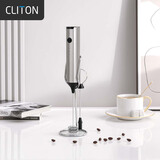 CLITON电动打奶泡器咖啡奶泡机不锈钢充电牛奶打泡器手持打蛋器带支架