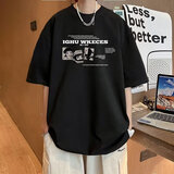 京御贵族短袖t恤男款2025新款夏季重磅纯棉宽松半袖衣服美式潮流体恤上衣 黑色 XL 115-140优先发货