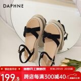 达芙妮（DAPHNE） 凉鞋女一字带厚底沙滩女鞋2024夏季新款平底休闲单鞋罗马鞋女 黑色 38