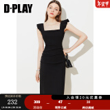 DPLAY2024夏季女装气质黑色连衣裙修身吊带裙长裙包臀裙小黑裙女 经典黑 S