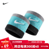 耐克（NIKE）护腕男女运动跑步吸汗擦汗腕带篮球羽毛球排球网球护手腕 冷灰青绿黑PAC277-017 均码一对装