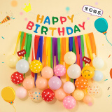 欧妮姿生日场景布置女孩派对装饰气球桌飘套餐儿童宝宝氛围马卡皱纹套餐