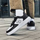 乐途（LOTTO）板鞋男鞋2025秋季官方平底鞋休闲运动鞋空军一号防滑情侣小白鞋子 黑/白（男款） 44