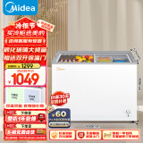 美的（Midea）220升 双温展示柜家用囤货冰柜 大容量冷柜 蝶形推拉玻璃双门冷藏冷冻卧式冰箱 BCD-220VM(E)