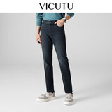 威可多（VICUTU）舒暖牛仔二代男士微弹加绒商务通勤牛仔裤 深蓝180/93B