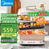 美的（Midea）多功能锅火锅专用锅超薄速沸分控电火锅电蒸锅多用途锅烤肉锅蒸烤涮一体料理锅6.5L DLS332266