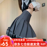 萝美酱百褶裙女春秋短裙jk制服小裙子学院风秋冬高腰防走光a字半身裙 深灰色常规款（抗皱西装面料） L 【建议105-115斤】