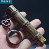 乐喵（LEMIAO）金丝龙血竹实心竹手把件竹子手把件竹节男士把玩包浆文玩玉竹把件 紫檀一心一意款  A21-107