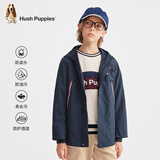 暇步士（Hush Puppies）童装男童三防夹克外套春季儿童户外山系运动连帽风衣 藏蓝 120