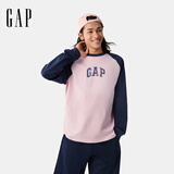 盖璞（GAP）男女装2026春季经典款印花logo撞色纯棉插肩袖宽松长袖T恤725630