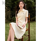 初申夏季polo短袖连衣裙女精致字母刺绣收腰显瘦休闲百搭裙子S52Q014