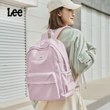 Lee书包女初中高中大学生双肩包男通勤百搭电脑包轻便出游旅行包背包 浅紫【加厚加宽肩带 久背不勒肩】