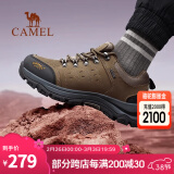 骆驼（CAMEL）户外登山鞋男防滑耐磨减震徒步鞋牛皮鞋冬季低帮男士潮流运动男鞋 A632026015，棕色，男 43