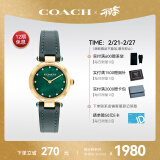 蔻驰（COACH）CARY系列人造水晶皮表带石英女表14503951小绿表 礼物/送礼