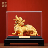 大明铜匠绒沙金貔貅摆件电视柜酒柜装饰品办公室风水工艺开业礼品搬迁礼物 绒沙金富贵貔貅 大号33*18*26cm