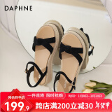 达芙妮（DAPHNE） 凉鞋女一字带厚底沙滩女鞋2024夏季新款平底休闲单鞋罗马鞋女 黑色 35