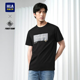 海澜之家（HLA）短袖T恤男款POWER YOUNG圆领短袖男夏季 【凉感抗菌防螨】黑色48 HNTBW2W011A XL 180/96A