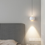 奥况LED床头吊灯自由升降触摸开现代简约轻奢遥控智能卧室床头灯D1936 白色-升降款+触摸三色调光