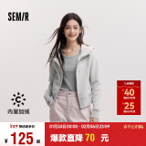 森马（Semir）外套女短款插肩袖小个子潮2024冬季加绒紧身连帽夹克109724108015