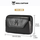 牛船长皮具 头层运动男士穿皮带手机腰包竖款横款装手机的老人皮带腰手机包 黑色04#适合5.5-6.44寸手机】