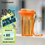 特百惠（Tupperware）晶彩mini塑料杯280ML 男女学生儿童双饮口便携水杯子 橘花橙