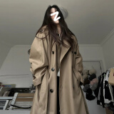 GARNUO卡其色风衣外套女中长款2025春秋新款韩系小个子高级感英伦风大衣 咖色 M 【111-130斤】