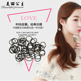 美丽公主丝绒蝴蝶结发圈法式复古发饰女扎儿童皮筋头绳皮筋橡皮筋头饰扎头 卡通皮筋随机50根（送收纳盒）