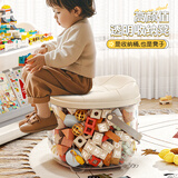 奇收娃娃收纳桶透明防尘储物筒箱儿童凳子玩具零食毛绒玩偶公仔整理箱 公主粉【大人可坐承重200斤内】