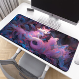 聚盈丰 鼠标垫大号桌垫笔记本键盘垫电脑办公锁边可爱卡通电竞包边游戏桌垫800*300*2mm 梦幻狐狸